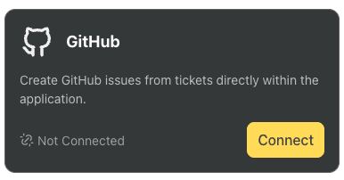 GitHub integration card with Connect button