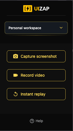 Capture options in the UI Zap extension (screenshot or recording)