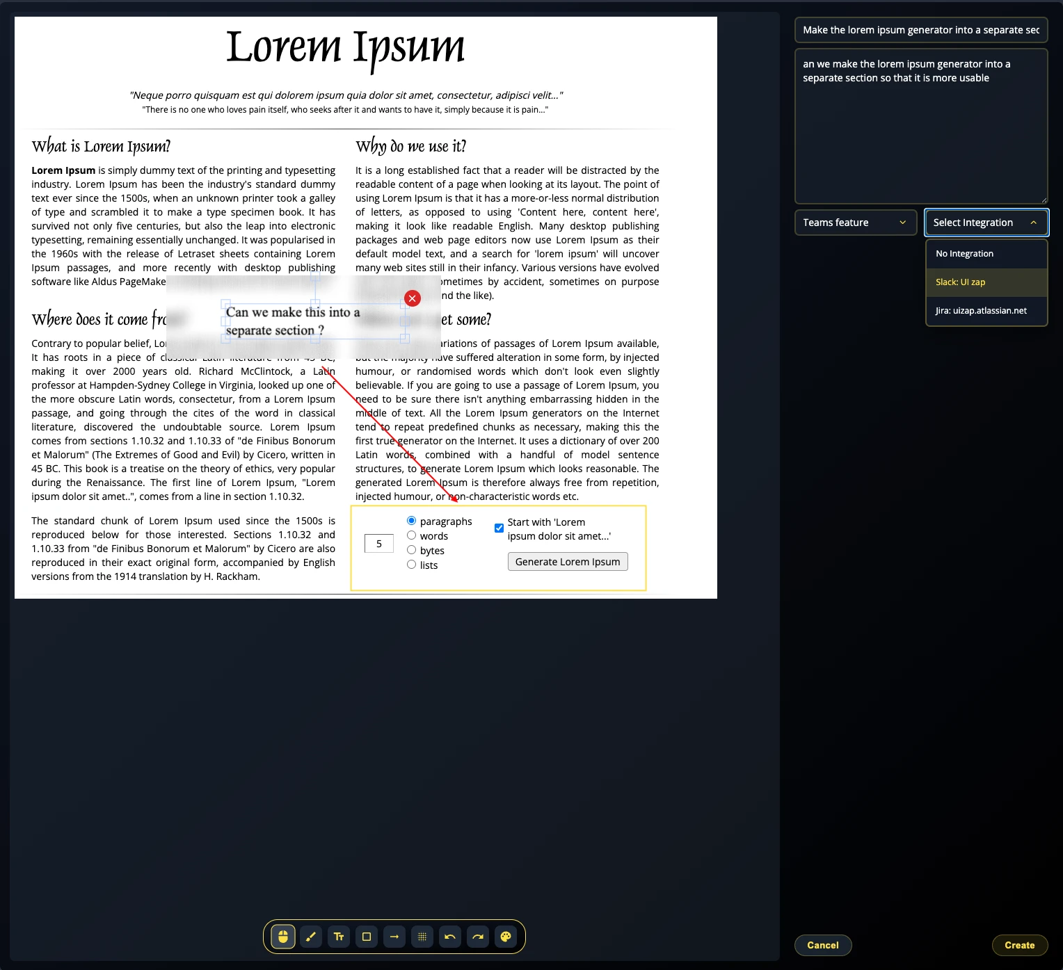 Send dialog to Slack or Jira with attachments
